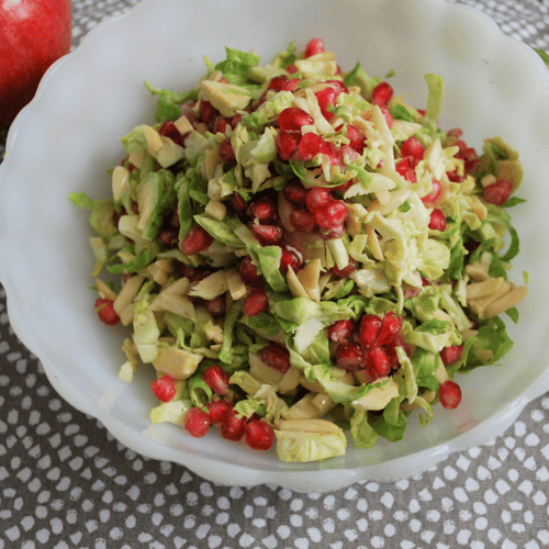 shaved Brussel and pomegranate salad