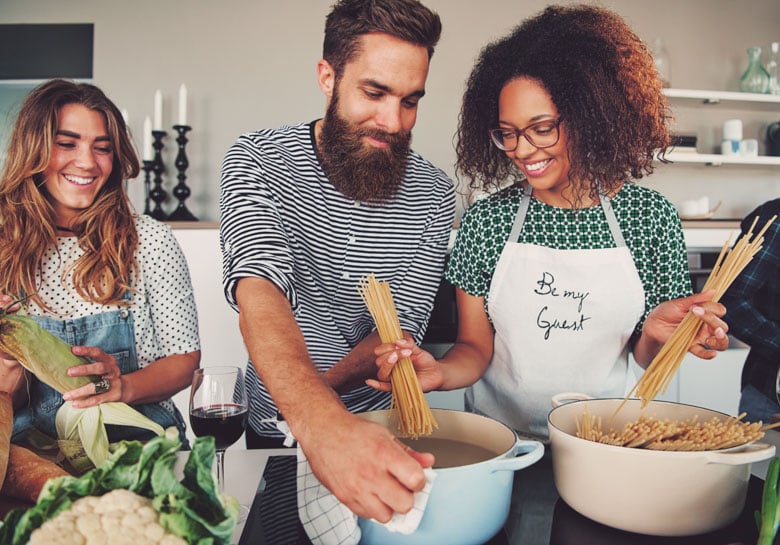 friends cooking together