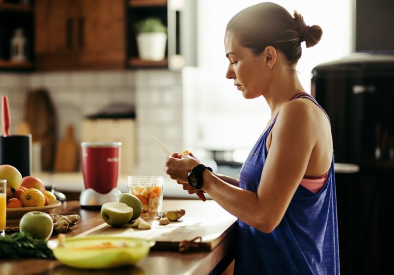 woman prepping fruit